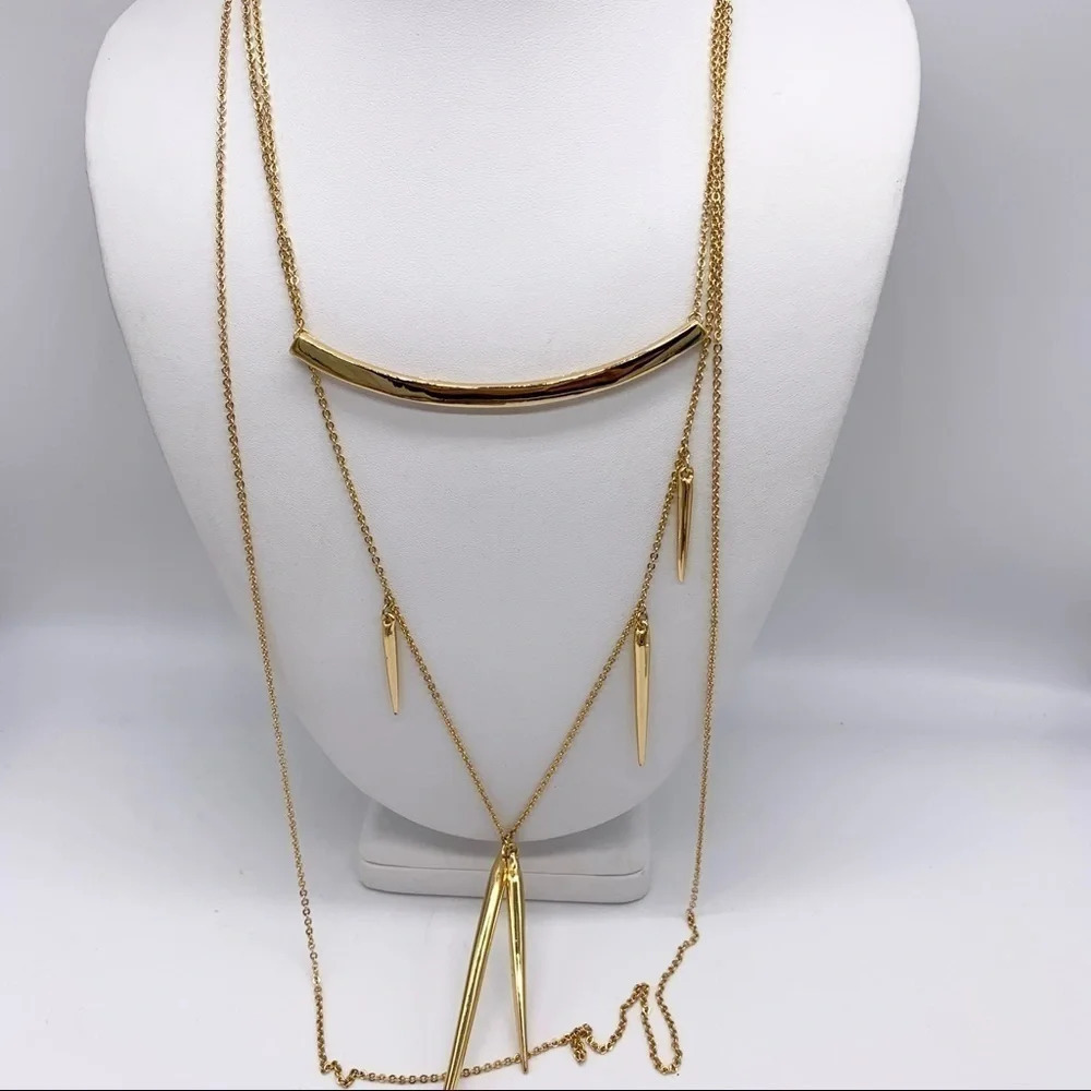 BaubleBar Multi-Strand Gold Spike Necklace